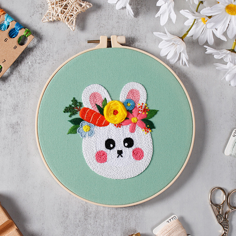 Nuevo original DIY bordado hecho a mano paquete material abstracto europeo animal Fox Tiger costura traje inglés