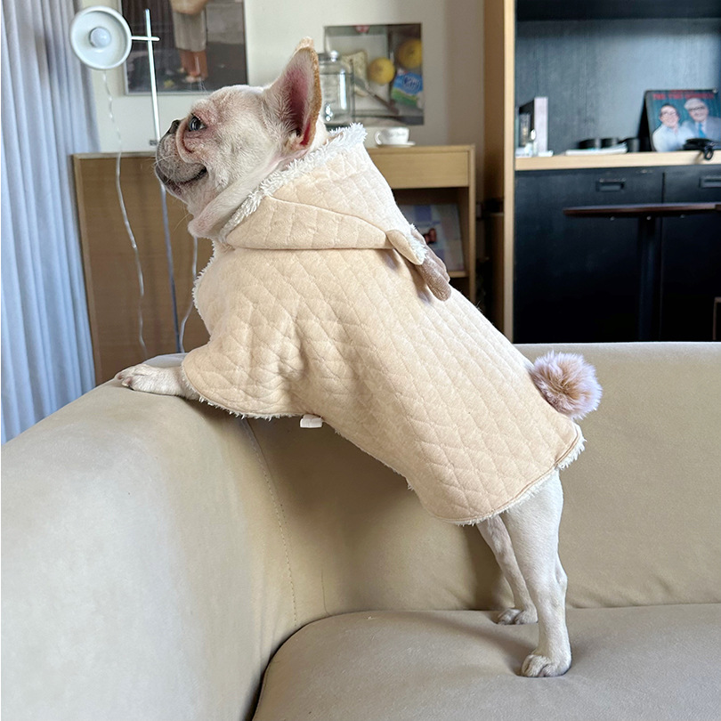 면 더블 레이어 따뜻한 작은 엘크 판초 코트 애완 동물 고양이 개 FA DOU SCHANERY KOJI TEDDY 홈 옷 크리스마스