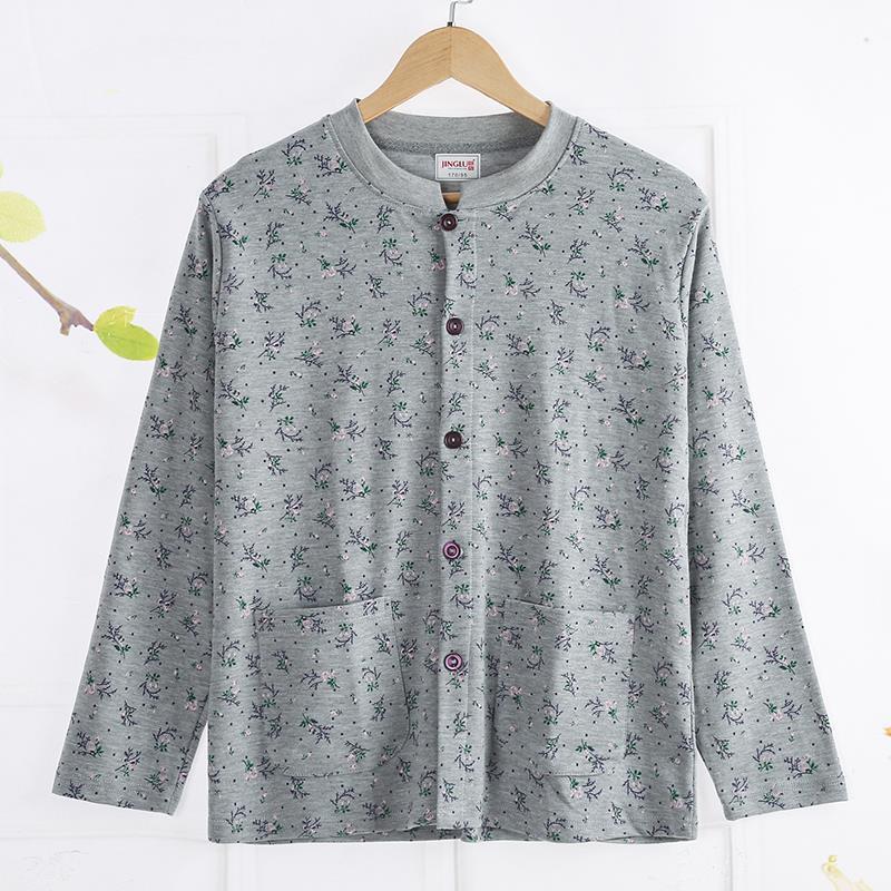 중노년 여성 가을옷, 노인용 순면 속옷, 순면 할머니 가디건 속옷, 오픈 플래킷, 따뜻한 옷, 가을 겨울