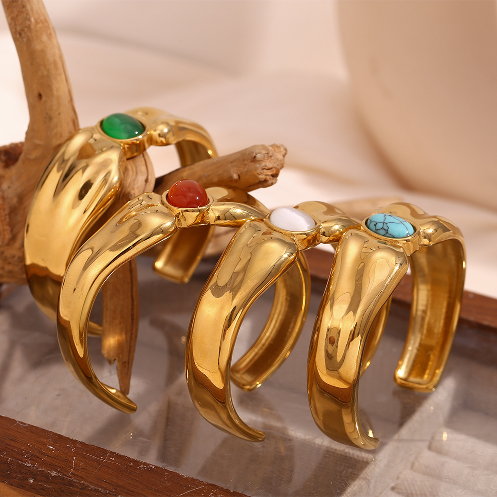 Asymmetrical Stainless Steel Open Bracelet