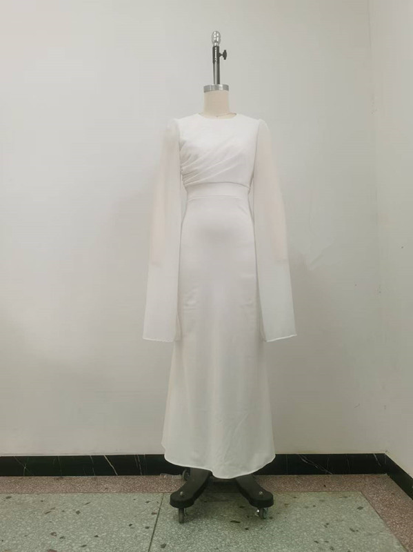 2025 New European And American Cro-Border Trade Women's Clothing Patchwork Chiffon Flared Sleeve Long Elegant Slim_ecoleips.com