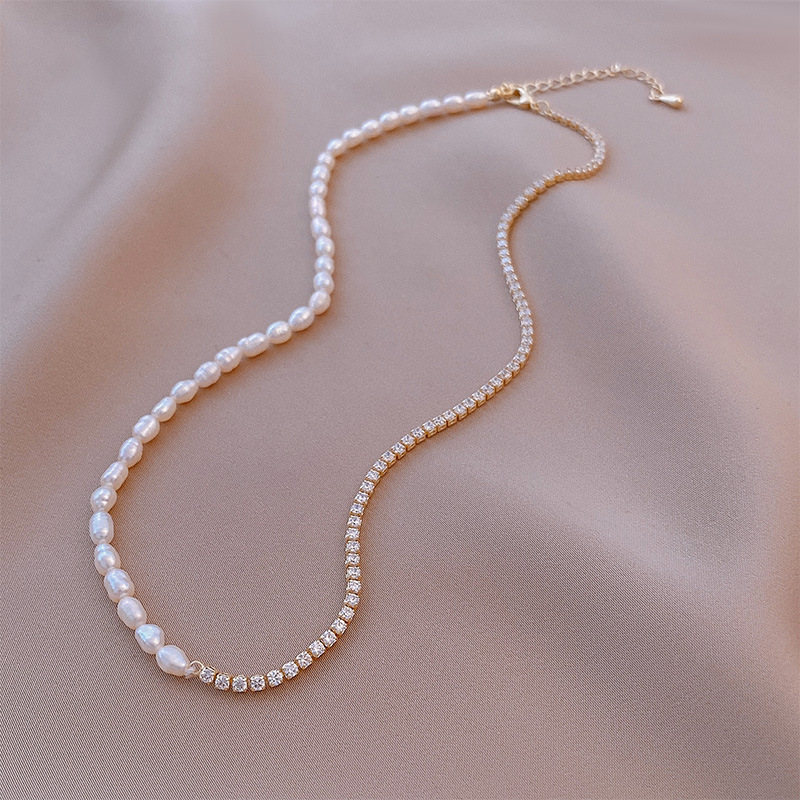 Baroque Pearl Rhinestone Chain Stitching Clavicle Chain Wholesale Nihaojewelry display picture 7