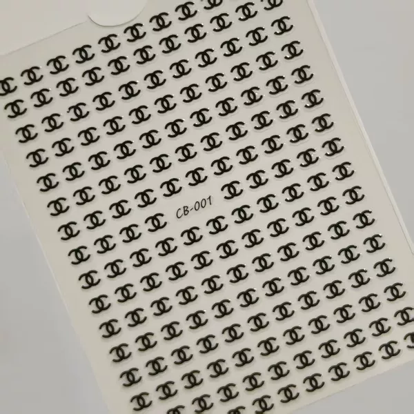 Trendy Chanel-Style Nail Stickers with Flat Adhesive, European and American Light Luxury Brand Logo Nail Stickers Accessories Cb Style