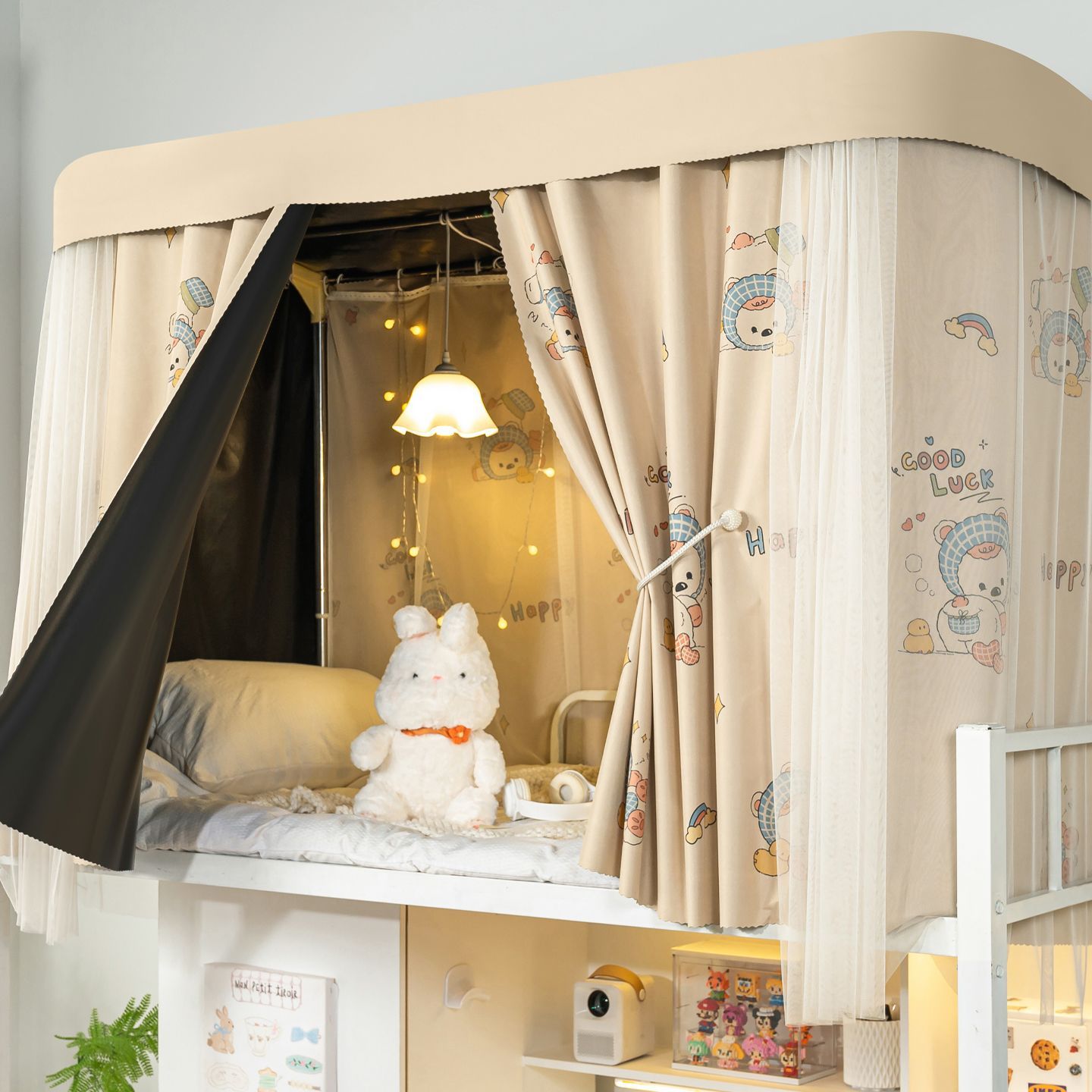 Soporte de pista tipo u cortina de cama dormitorio de estudiantes universitarios de secundaria fuerte cortina de sombra cortina de riel deslizante cortina de sombra dormitorio cortina de sombra