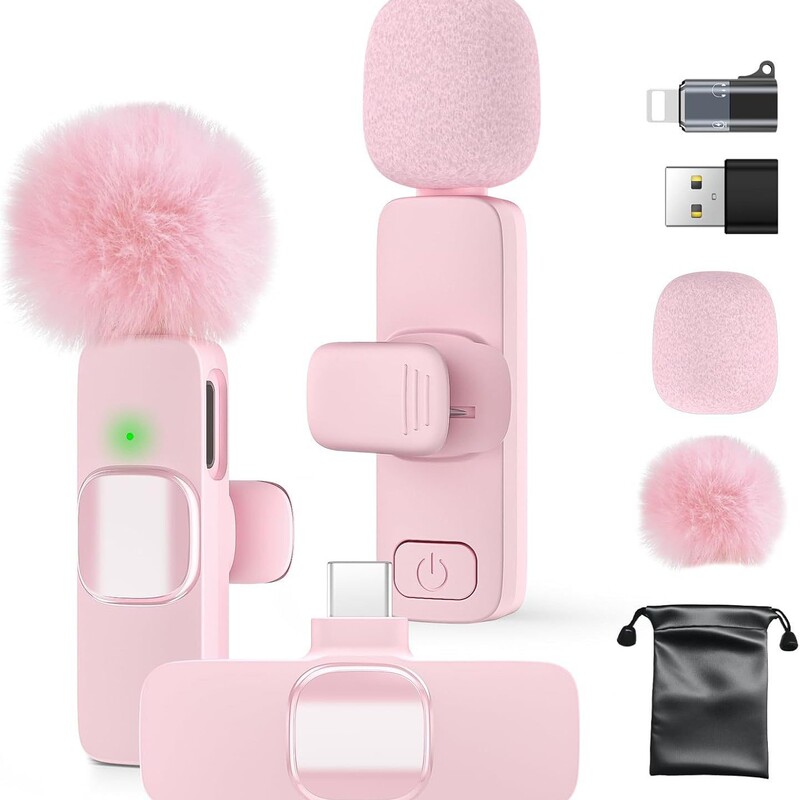 Cross-Border Hot-Selling Pink K9 Wireless Lavalier Microphone for Mobile Phone Live Streaming, Wireless Mini Noise Reduction Cross-Border Hot-Selling Pink K9 Wireless Lavalier Microphone for Mobile Phone Live Streaming, Wireless Mini Noise Reduction