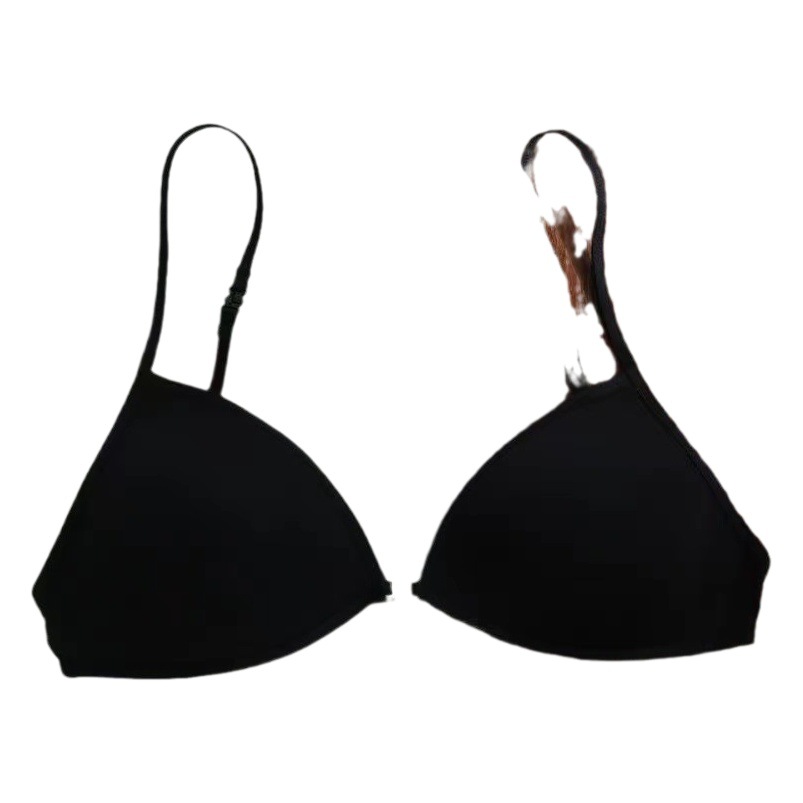 French triangle cup underwear women's thin shoulder strap beauty back halter front button push up bra thin seamless bra summer