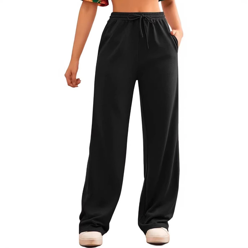 Amazon Aliexpress Cross-Border Popular Jogging Pants for Women, Us Size, Drawstring Elastic Waist Sweatpants, Solid Color, Plus Size Sports Pants