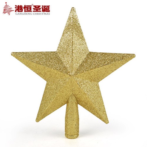 Christmas tree top star five-pointed star gold powder decoration three-dimensional pendant Christmas tree ornaments atmosphere decoration supplies