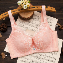 Large size thin sponge-free underwired bra plus size full cup breast-retracting underwear adjustable push-up bra CD