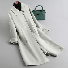 国潮盘扣气质秋冬羊毛呢外套 2025新款中长款双面羊绒大衣女