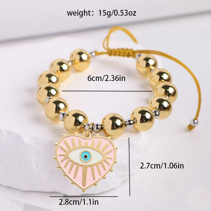 Unisex Gender IG Style Heart Shape Eye CCB Beaded Chain Beaded Bracelets Wholesale