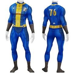 Game Fallout 4 Vault Hunter Blue Full Body Suit Costume Halloween Carnival Set