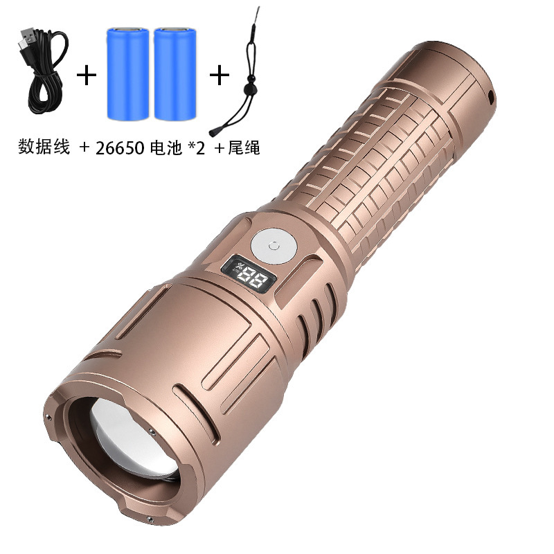 超長時間持続する屋外用強力懐中電灯、超高輝度、長距離照射、電池残量表示、LED、屋外用充電式、伸縮ズーム機能付き|undefined