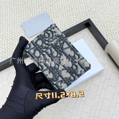 新款D家老花刺绣真皮短款零钱包卡包小众复古卡包多卡位卡夹