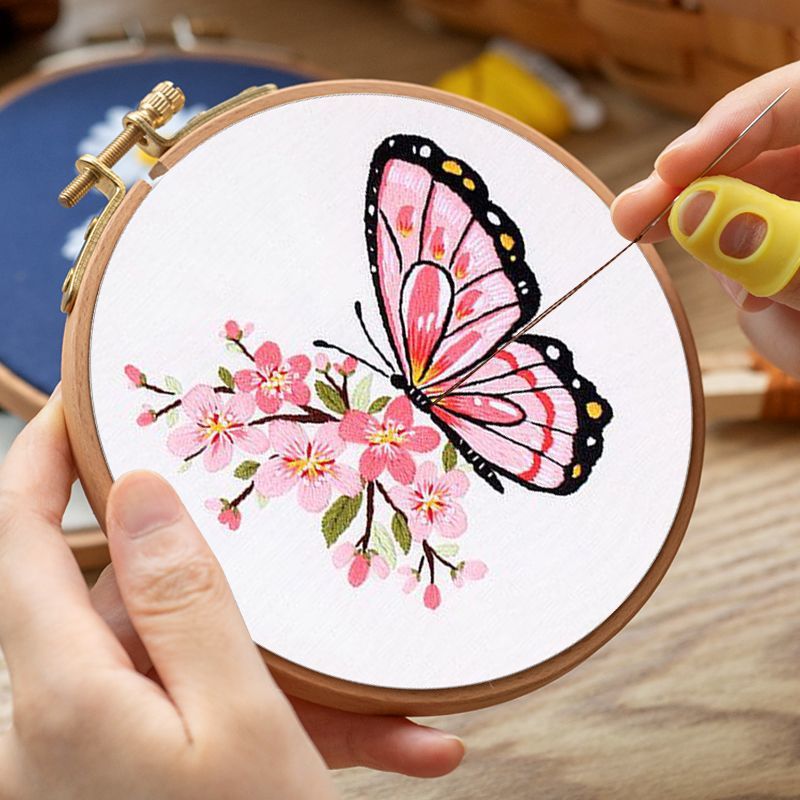 Borro de mariposa hecha a mano diy para principiantes paquetes de materiales auto bordados novatos estudiantes auto bordados regalos de cumpleaños tridimensionales