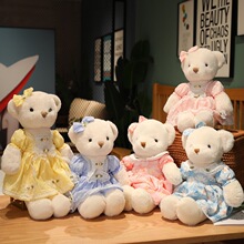 厂家新款清新穿衣花裙泰迪熊毛绒玩具公仔 布娃娃 礼品 一件代发