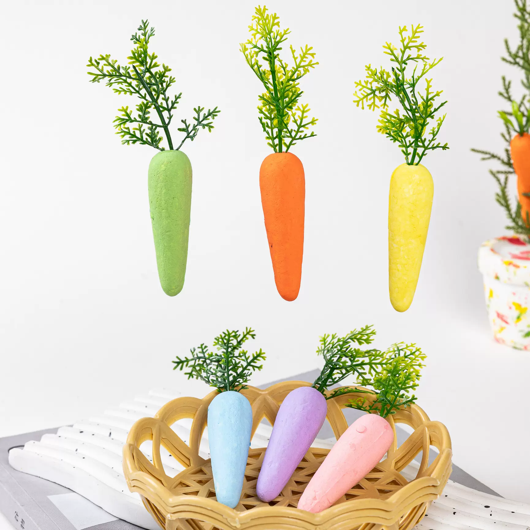 现货跨境热销2025新款马卡龙色系复活节装饰用品复活节胡萝卜彩蛋