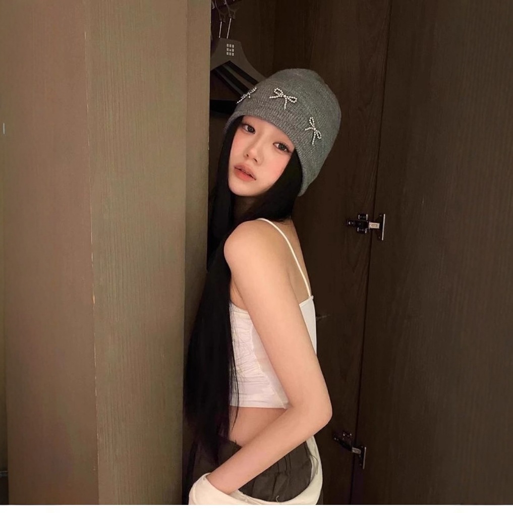 Nơ hạt cườm - Xám
