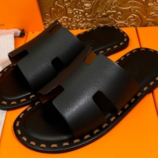 European Leather Summer Slippers for Men, Genuine Leather, Casual Trendy Lightweight European and American Popular Style