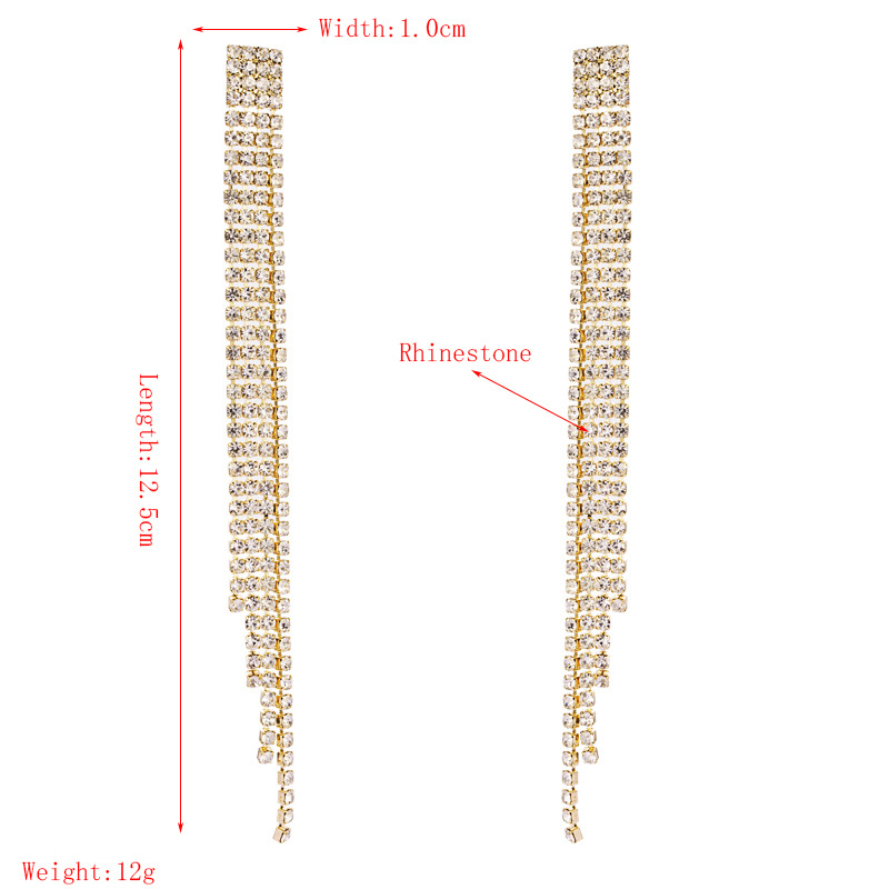 Fashion Long Tassel Rhinestone Alloy Earrings Wholesale display picture 1