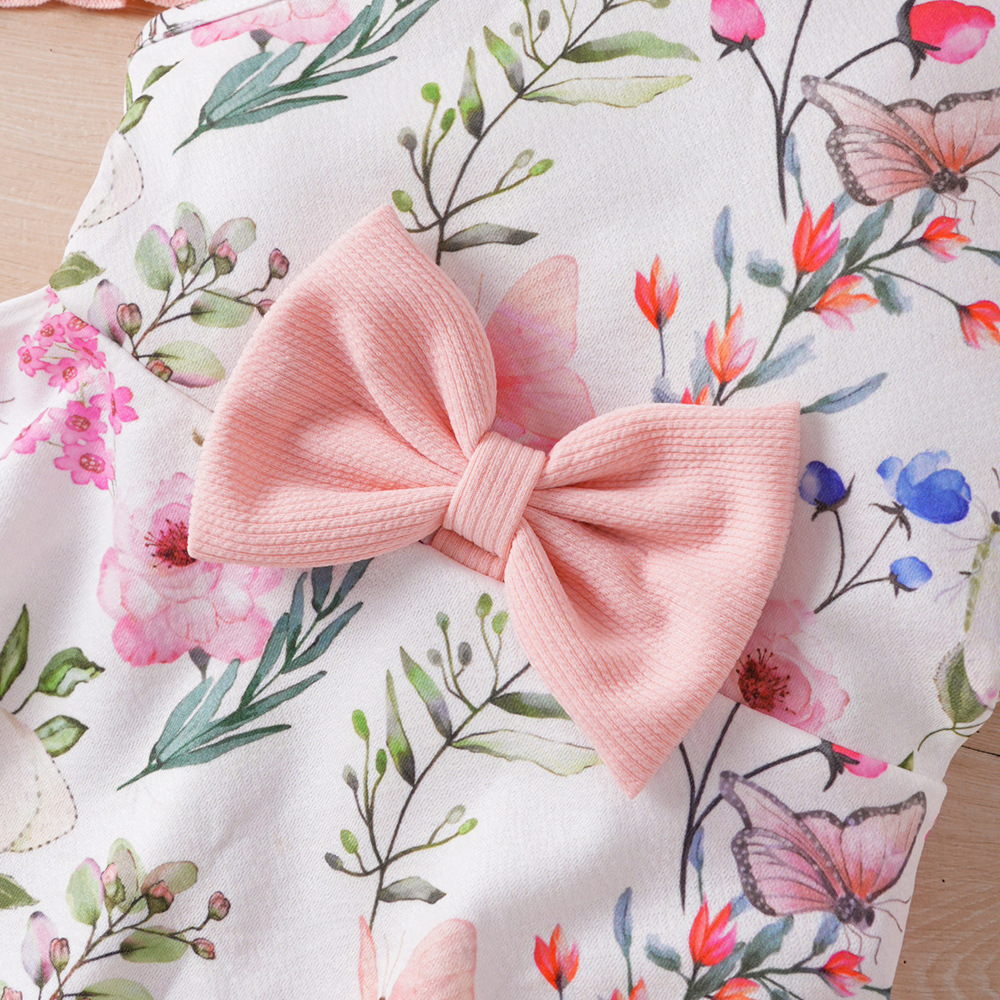 Vêtements pour enfants EW Nouveau produit pour filles Printemps et automne Robe imprimée Ensemble cardigan tricoté TZ828-C_voghion.com