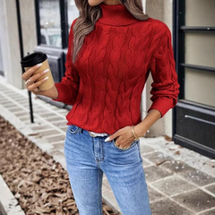 アマゾンクロスボーダー対外貿易秋冬セーターヨーロッパとアメリカのファッション婦人服無地ツイスト長袖タートルネックセーター