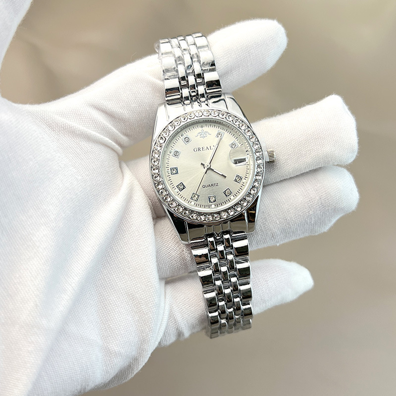 Comercio exterior transfronterizo de diamantes correa de acero de las mujeres Laogai serie reloj nuevo calendario impermeable casual reloj multifuncional