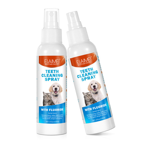 ELAIMEI Pet Oral Spray for Cats and Dogs, Cleans Oral Cavity, Removes Stains, Reduces Bacteria, Effectively Eliminates Bad Breath, 120ml