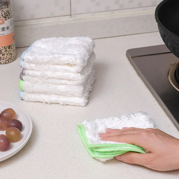 Kitchen double-layer bamboo fiber dishwashing cloth that is not easy…