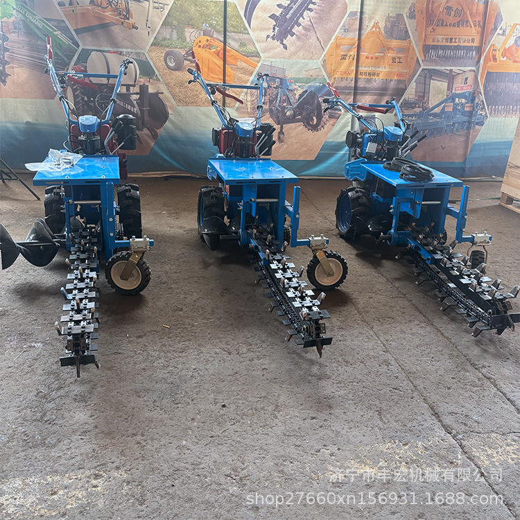 柴油链条式挖沟机 绿化栽种果园手扶开沟机 开沟埋管开槽机