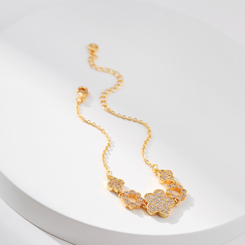 Lady Heart Shape Flower Copper Plating Bracelets 1 Piece