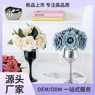 Creative silver goblet light luxury home living room desktop decoration silver glass goblet vase