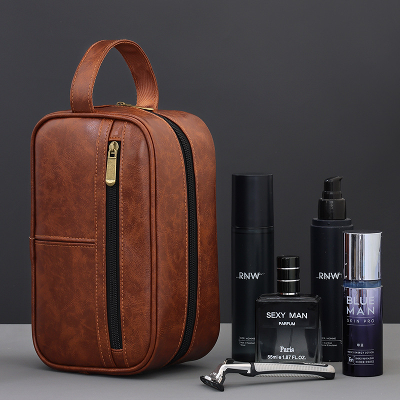 Yige bolsa de lavado de moda multifuncional creativa de viaje bolsa de almacenamiento de productos para el cuidado de la piel de los hombres portátil bolsa de cosméticos de pu