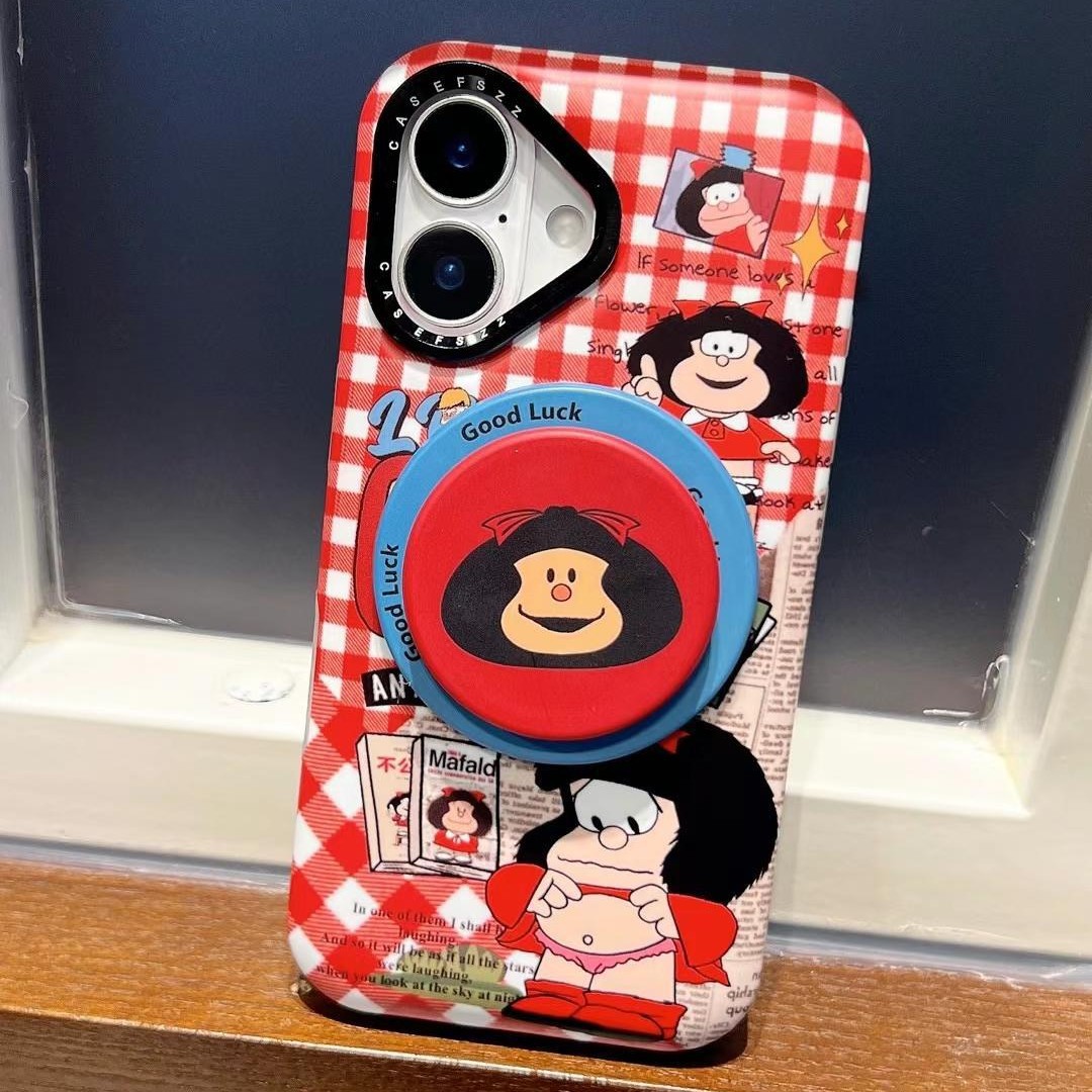 Chica de dibujos animados de nicho para Apple 16Pro nueva carcasa de película 15promax funda magnética para teléfono móvil 14/13 mujer