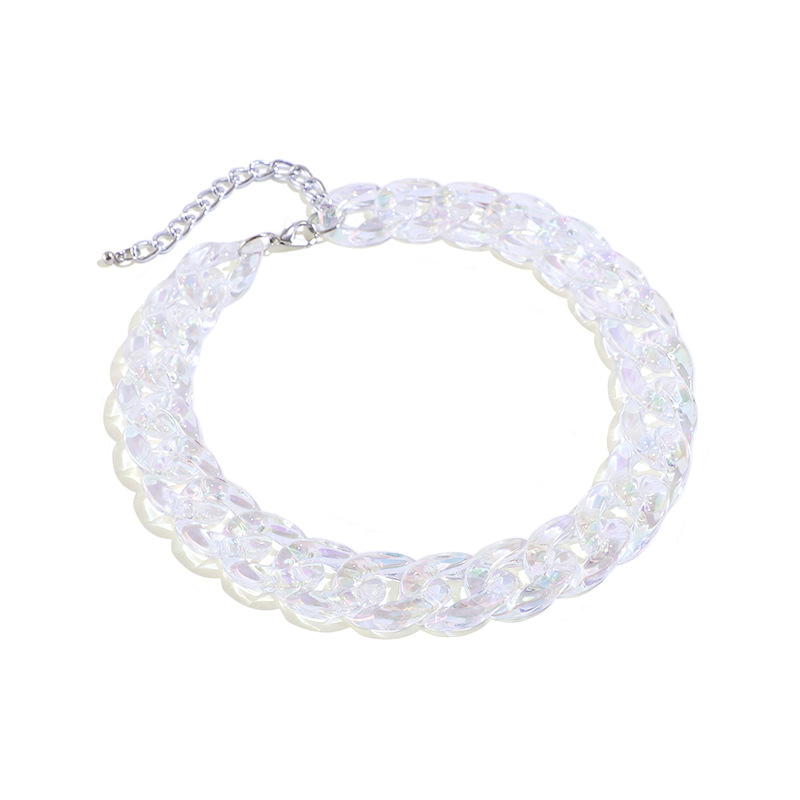 new necklace exaggerated European and American style Cuban chain colorful acrylic necklace