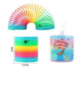 Children's elastic colorful spring ring 8.7 * 9CM plastic rainbow ring magic show folding ring nostalgic toy