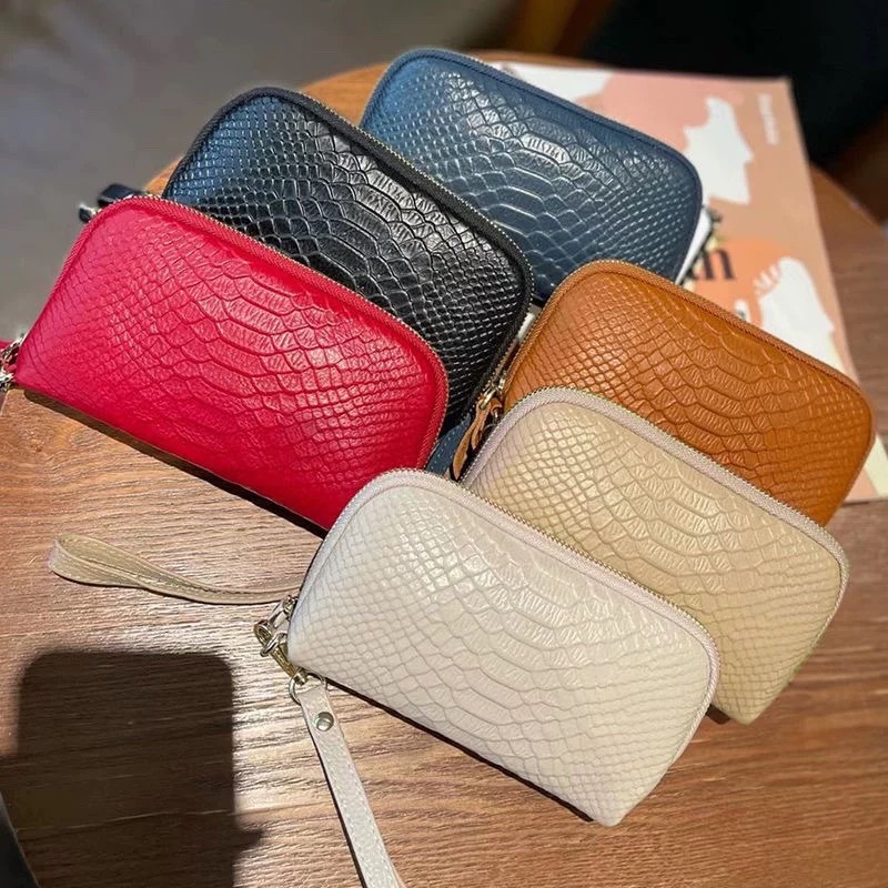 Äußere einzelne Ledergeldbörse für Damen im langen Stil, neu mit Krokodilmuster, Hauptschicht aus Rindsleder, Handtasche für Handy_voghion.com