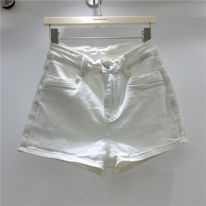 Pantalones Cortos de Mezclilla de Poliéster Cintura Baja para Verano