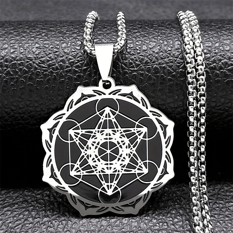 Amazon's Cross-Border Best-Selling Personalized Geometric Metatron Cube Angel Long Necklace Pendant Jewelry