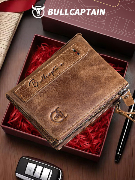 Retro wallet with zipper for leisure
