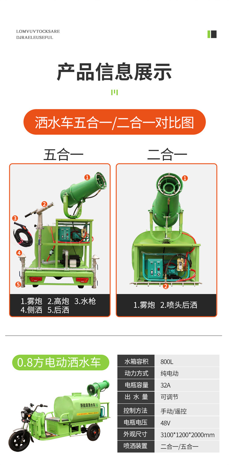 New Energy Sprinkler Truck Construction Machinery Fog Cannon Dust Suppression Truck for Construction Site Multi-Function Electric Sprinkler