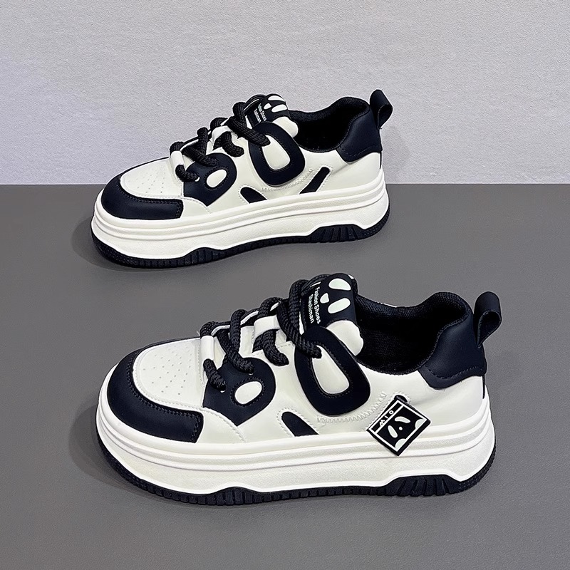 Damen Sneaker Mit Dicker Sohle In Schwarz Und Weiß_voghion.com