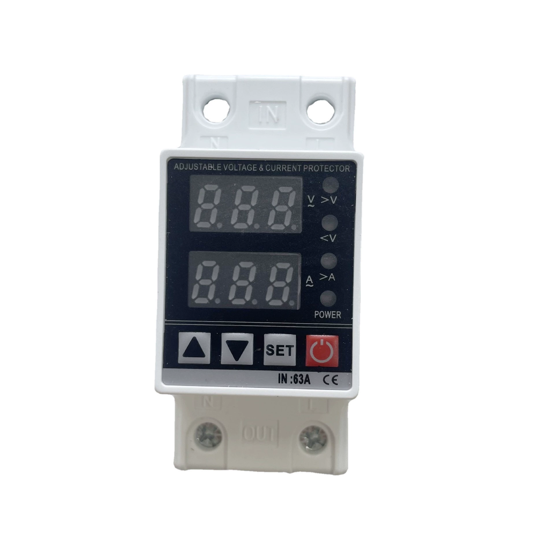 Самоклеящаяся Регулируемая защита от перегрузки по току Светодиодный двойной дисплей 63A 220V Цифровой дисплей Защита от перегрузки по току