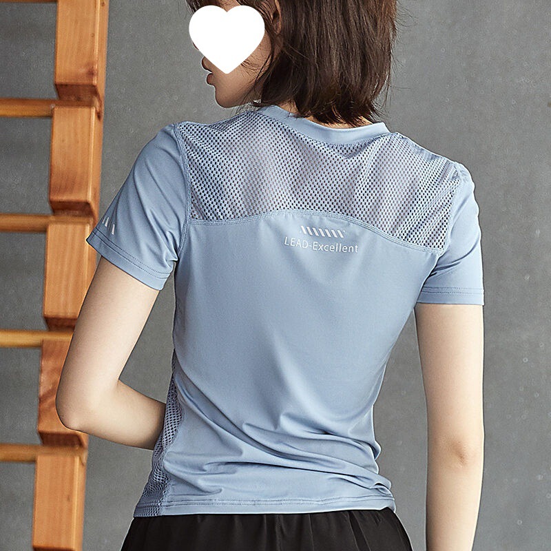H6N Quick-Drying Sports Short-Sleeved Tops for Women Slim Professional Yoga Slimming Look High-Elastic T-Shirt Breathable Running Fitness Wear Summer