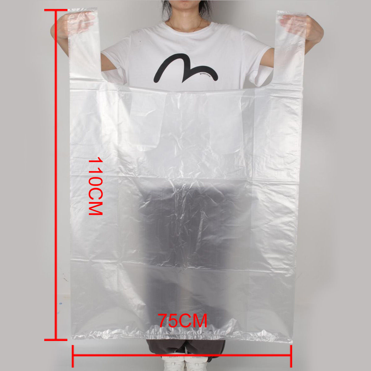 75x110加厚特大号白色手提胶袋蔬菜食品服装批发棉被打包袋方便袋