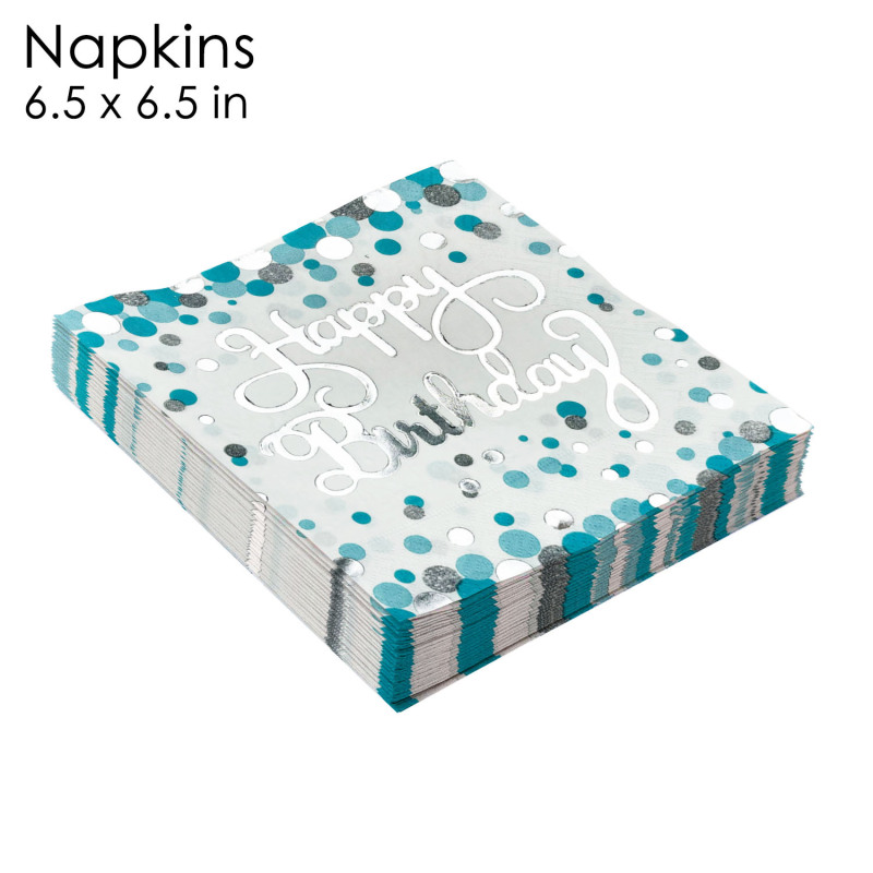 JW Spot Blue Polka Dot Hot Silver Birthday Paper Towel Blue Polka Dot Party Supplies Hot Stamping Silver Napkin