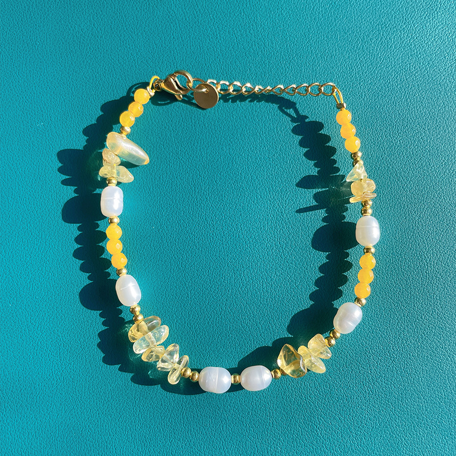 Fashion Irregular natural stone Pearl Titanium Steel Beaded Bracelets 1 Piece