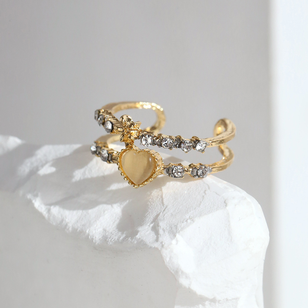 Fashion Fruit Heart Shape Flower Alloy Inlay Rhinestones Womenu0027S Open Ring 1 Piece