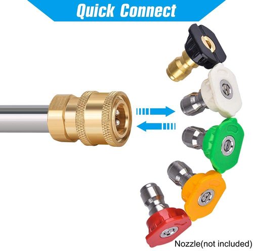 High-pressure cleaner extension rod 1/4 stainless steel extension rod 17-inch extension rod quick connection to high-pressure water gun