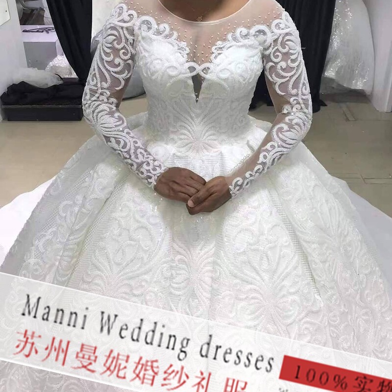 2023 Amazon New Foreign Trade Wedding Dress African Cross-border Bride Wedding Vintage Lace Wedding Dress Customization